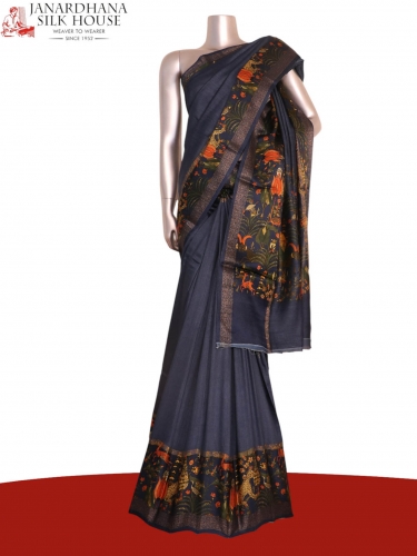 Pure Printed Zari Tussar Silk Saree